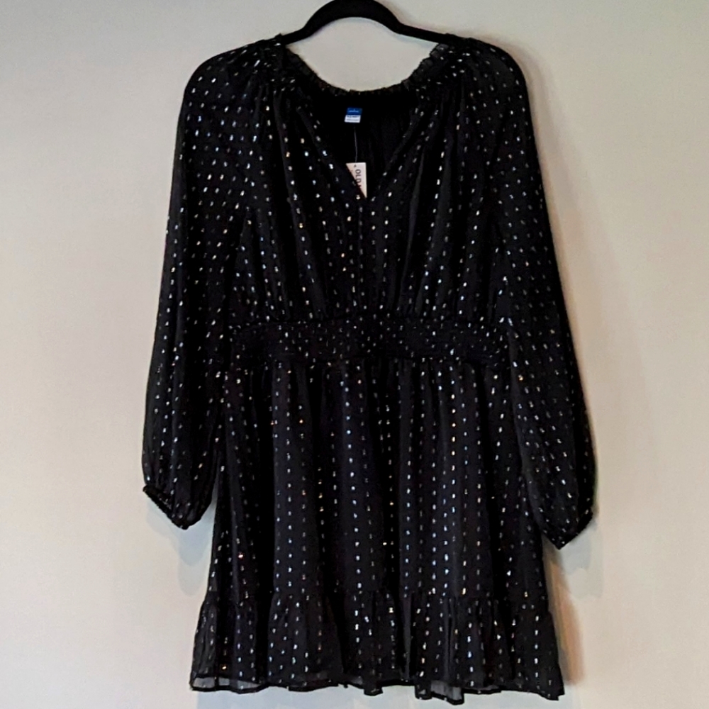 Black Sheer Sleeve Mini Dress